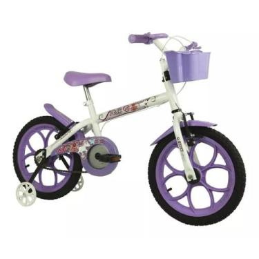 Imagem de Bicicleta Infantil Feminina Track Bikes Pinky Aro 16 Com Cesta Branca