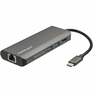 Imagem de StarTech.com Adaptador multiportas USB C – Base de viagem USB-C para 4K HDMI, 3 x USB 3.0 Hub, SD/SDHC, GbE, 60W PD 3.0 Pass-Through – Mini estação de ancoragem USB-C portátil USB Tipo-C/Thunderbolt 3