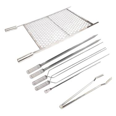 Imagem de Kit Churrasco Completo, Grelha 70x40 Com 5 Espetos, Pegador