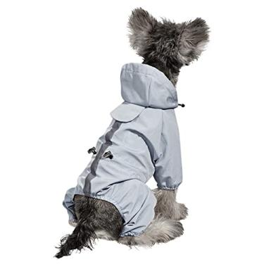 Imagem de Capa de chuva impermeável ajustável para cães, capa de chuva refletiva para cães com capuz, capa de chuva leve para cães, poncho para cães pequenos, médios e grandes, camiseta calmante para cães para ansiedade