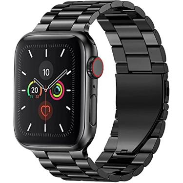 Imagem de Hoopyeecase Metal pulseira de relógio Compatível com Apple Watch 38mm 40mm 42mm 44mm Aço inoxidável Ajustável Pulseira para iWatch SE Series 6 5 4 3 2 1 para mulheres homens