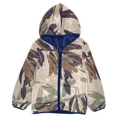 Imagem de KLL Jaqueta de lã para bebê com estampa de pinceladas florais e estampa de pinceladas, jaqueta de outono, azul marinho, roupas de bebê 3T, Design de padrão de pinceladas florais, 6 Anos