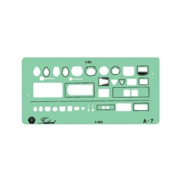 Imagem de Gabarito de Sanitários com Perfil Externo e Interno, Trident, Acrílico Azulado 14 x 7.5 cm, A-7