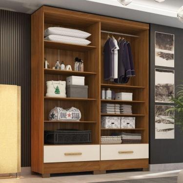 Imagem de Closet Modulado 2 Peças 2 Gavetas Smart Versatile Espresso Móveis Cinamomo/Off White