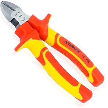 Imagem de Alicate de corte lateral para eletricista com cabo isolado de 15 cm R'deer VDE 1000v Cr-V Ferramenta de corte lateral