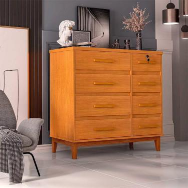 Imagem de Cômoda Para Quarto 8 Gavetas Detroit Nature - Cor: Marrom
