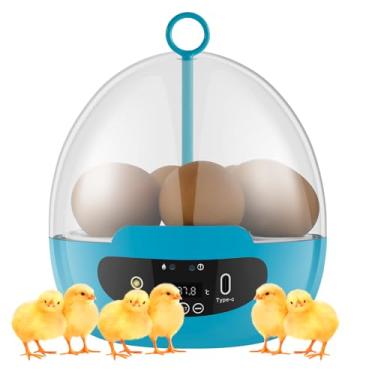 Imagem de Incubadora de ovos para chocar 6 ovos incubadora de galinha com rotação automática de ovos de 360° e controle de temperatura, incubadora prática com luz de ovo de LED para incubação de pintinhos,