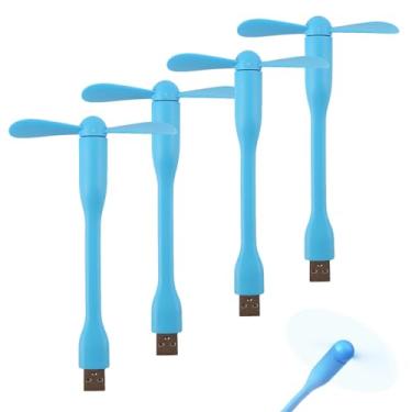 Imagem de Soseelnee Mini ventilador USB, ventilador de bolso portátil alimentado por USB-A pequeno refrigerador, operação silenciosa, para casa, escritório, carro, viagens ao ar livre - pacote com 4 (azul)