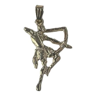 Imagem de META ATACADO, Pingente Oxóssi Imagem 2,6 cm Umbanda Guia Firmas Dourado