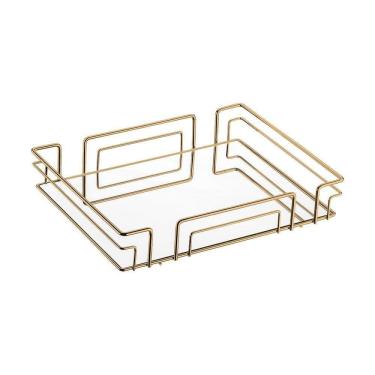 Imagem de Bandeja Multiuso Hara Luiza Retangular 41,5 X 31,5 Cm Cor:dourado