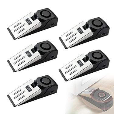 Imagem de Alarme de segurança inteligente de batente de porta – Sistema de proteção pessoal de alerta de invasor de cunha alta de 120 dB para casa, quarto, viagem, hotel, trailer, 5 peças