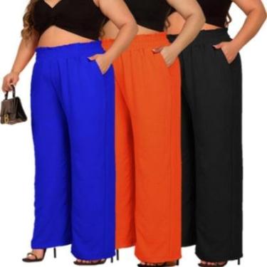 Imagem de Kit 3 Calça Pantalona Plus Size Tamanho Real Confortável Elegante Linha Premium Luxo-Feminino