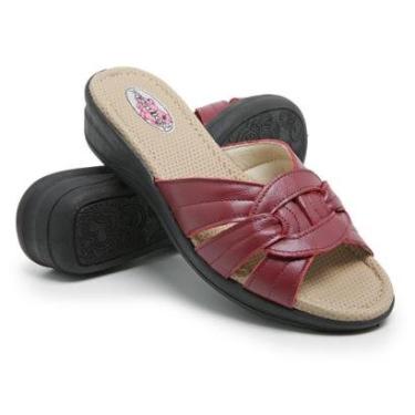 Imagem de Sandália Feminina Ortopédica De Couro Tamanco Rasteirinha-Feminino