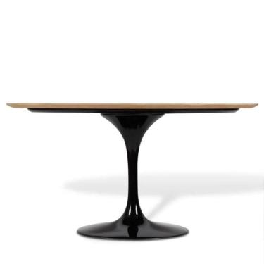Imagem de Mesa De Jantar Tulipa Saarinen Oval 244x137 Cm Tampo Imbuia Base Branca