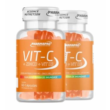 Imagem de Kit 2x Vitamina C 1000mg Por Dose 60 Cápsulas Zinco e Vitamina D3 Ácido ascórbico Colecalciferol Auxilia no Sistema Imune Antioxidante Rende 30 Doses Matéria Prima Importada - PharmaPro
