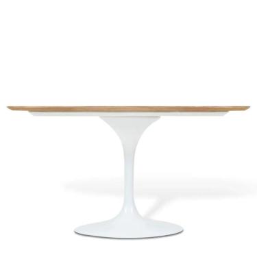 Imagem de Mesa De Jantar Tulipa Saarinen Oval 244x137 Cm Tampo Imbuia Base Branca