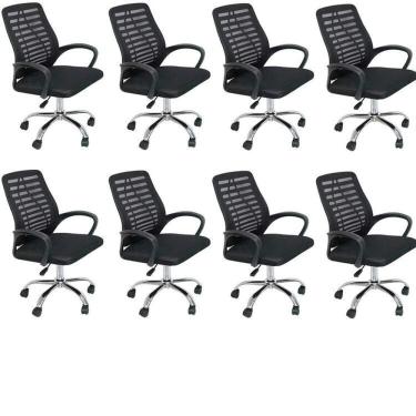 Imagem de Conjunto com 8 Cadeiras Escritório Office Diretor com Rodízio Cádis Preto