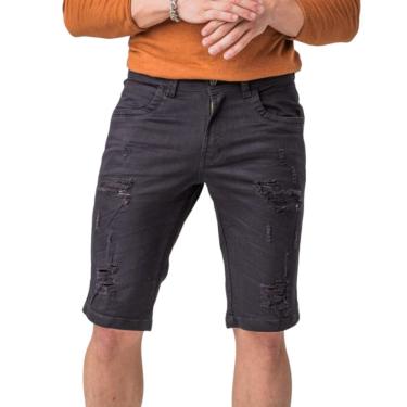 Imagem de Bermuda Jeans Masculina Preta Destroyed Zune