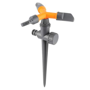 Imagem de Aspersor de gramado giratório automático de 360 ​​graus, aspersor de três braços ajustável, aspersor de gramado de impacto resistente, de irrigação de jardim para regar plantas,