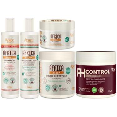 Imagem de Kit Africa Baoba Apse Anti Porosidade Capilar 5 Produtos Completo Com Mascara Ph Control 500g
