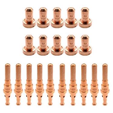 Imagem de TIANLYLIN 10 peças 9-8207 bocal de plasma 10 peças 9-8215 ajuste eletrodo de plasma Thermal Dynamics SL60/SL100 consumíveis de tocha de corte