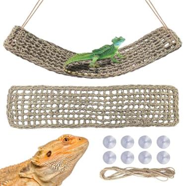 Imagem de 2 peças de rede grande de dragão barbudo de 76 cm x 17,8 cm, rede de lagarto, acessórios de tanque de habitat de escalada de dragão barbudo, ponte de répteis para cobras camaleão eremita lagartixa