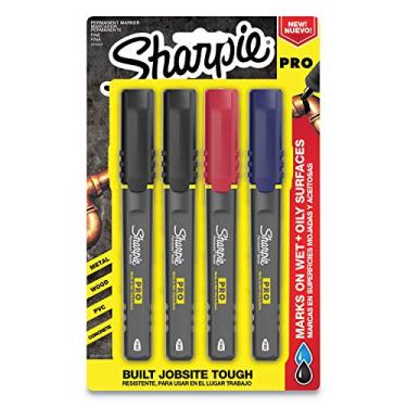 Imagem de SHARPIE Marcador permanente Pro, ponta fina, cores sortidas, marcador de 4 unidades (2018324)