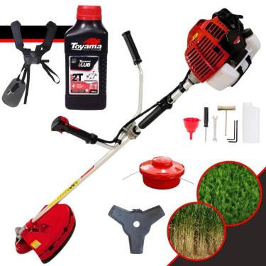 Imagem de Roçadeira Robusta Kawashima KW43-L À Gasolina Motor 2T 43cc 1,7HP Cortador de Grama Profissional C/ Faca 3 Pontas e Carretel + Óleo Toyama