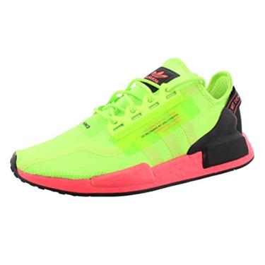 Imagem de adidas Tênis masculino NMD_R1.V2, cor: preto/vermelho, Verde sinal/verde sinal/rosa sinal, 38
