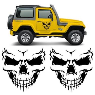 Imagem de Par Adesivos Caveira Skull Lateral Carro Decorativo Tuning - SPORTINOX