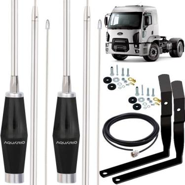Imagem de 2 Antena Inox Px 1,40m Alongador 40cm Ford Cargo Cabo 5,5m Parafusos A
