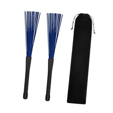 Imagem de Vaveren Escovas de bateria com bolsa de pano extensível presentes convenientes acessórios de percussão para bateria prática de bateria tocando caixa, Azul
