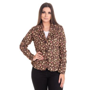Imagem de Casaco Feminino em Veludo Floral - Serena, M, Marrom