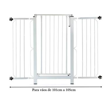 Imagem de Grade e portão para cachorro bebê pet, vãos de 101cm a 105cm - Grade M