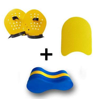 Imagem de Kit Palmar + Prancha G + Flutuador Para Treino de Natação Profissional