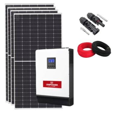 Imagem de Kit Solar 266kWh/mês com Inversor Carregador Unipower 3kW 48V/220V - S