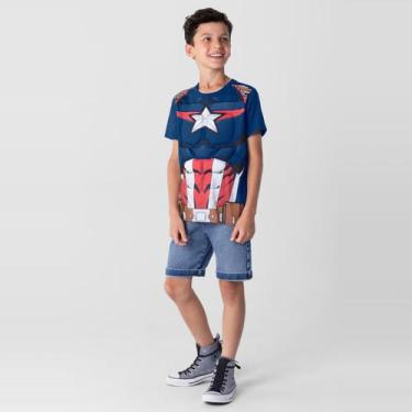 Imagem de Camiseta Marvel Avengers infantil menino Brandili, Azul, 4