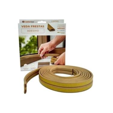 Imagem de Veda Frestas Marrom Claro Adesivo Porta Janelas 4mm -6metros - Comfort