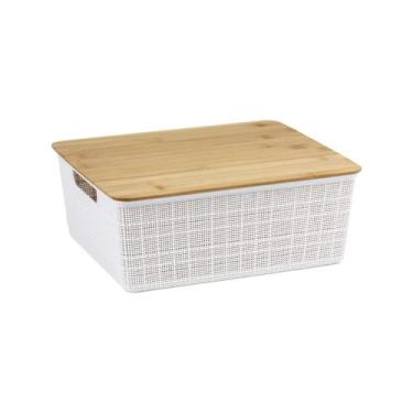 Imagem de Caixa Organizadora com Tampa de Bambu 12l Oikos BRANCO