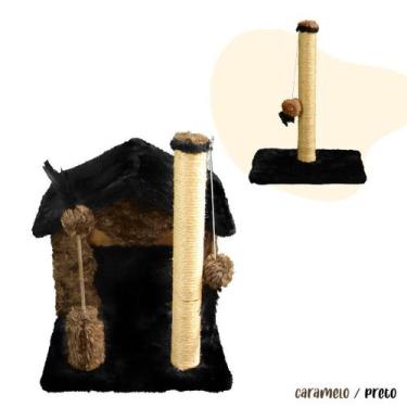 Imagem de Arranhador Casa Para Gatos Sem Rede Poste Sisal Cara de Gato Brinquedo