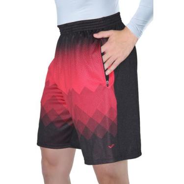 Imagem de Bermuda Elite academia lazer bolsos com zíper até plus size, Vermelho 