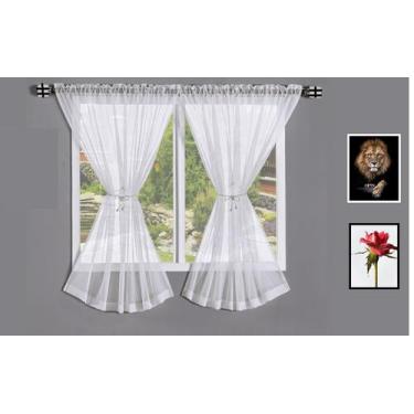 Imagem de Cortina de voil Branco 2,80 x 1,80 Altura Sem Ilhos Admirare