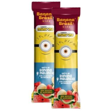 Imagem de Kit 2 Barra de Fruta Banana Brasil Kids Minions Sabor Banana e Melanci