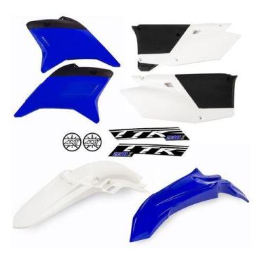 Imagem de Kit Plástico Carenagem Roupa Ttr230 Motocross Trilha Amx, Azul - Branc
