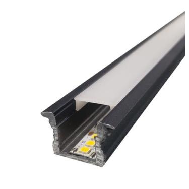 Imagem de Kit Perfil De Embutir 1 Metro Preto + Fonte Alimentação + Fita Led 300