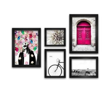 Imagem de Kit 5 Quadros Decorativos Com Molduras Ride Bike Pink - D'Cora