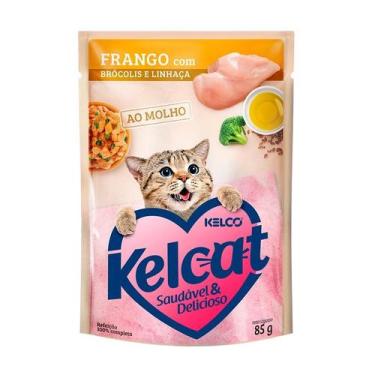 Imagem de Ração Úmida Kelcat Sachê para Gatos Sabor Frango com Brócolis e Linhaç