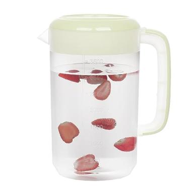 Imagem de RAMFIYN Jarro transparente com tampa 3,5 litros, jarro de chá gelado grande de plástico para geladeira, jarro de água para suco, jarro de chá de sol, jarro de galão com tampa e bico - transparente