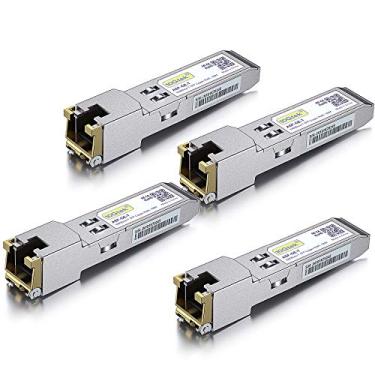 Imagem de 10Gtek Transceptor de cobre SFP para RJ45 1000BASE-T, módulo SFP-T de 1,25 G para Cisco SFP-GE-T, Meraki, Fortinet, Ubiquiti UniFi UF-RJ45-1G, D-Link, Supermicro, Netgear, TP-Link e mais, pacote com 4