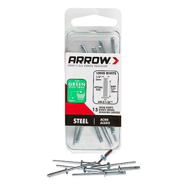 Imagem de Arrow Fastener Rebites RLS1/8 de aço longo, 1/8 polegada, pacote com 15
